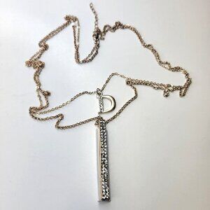 Ladies Necklace with White Crystal studded Pendant- Letter D Necklace